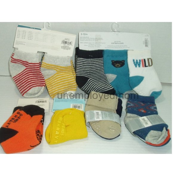Boys Socks Crew Ankle Lot 14 pair Baby Infant Bear Wild Monster - Picture 8 of 14